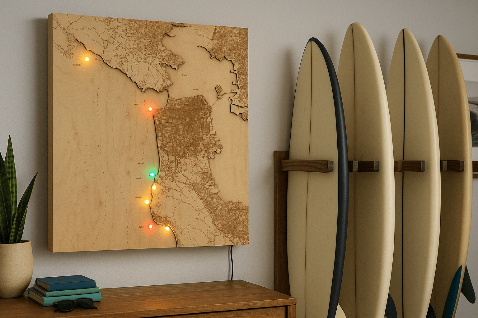 Illuminated surf map